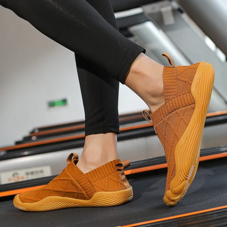 Lightweight Knit Slip-On Walking Shoes, raised sole detail