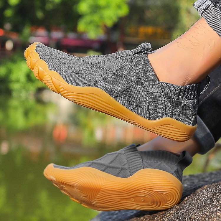 Lightweight Knit Slip-On Walking Shoes, outdoor side view