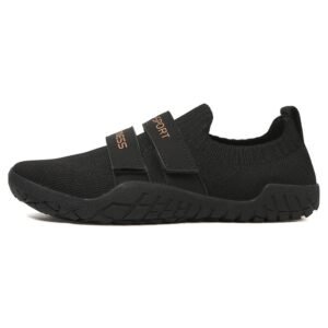 Adjustable Strap Walking Shoes, black side profile